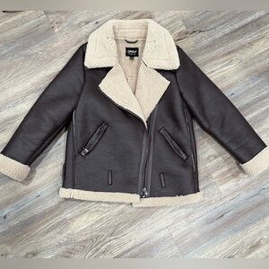 ONLY Dark Brown Jacket with Cream Shearling